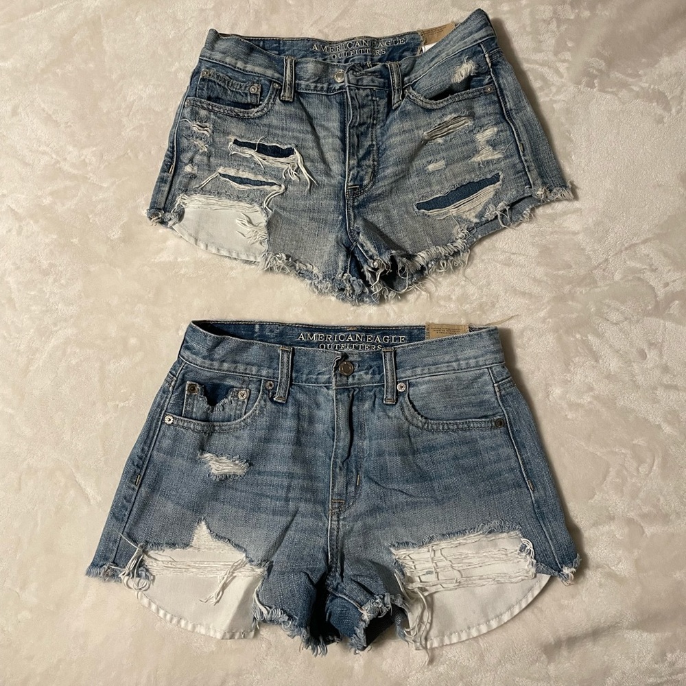 Distressed jean shorts